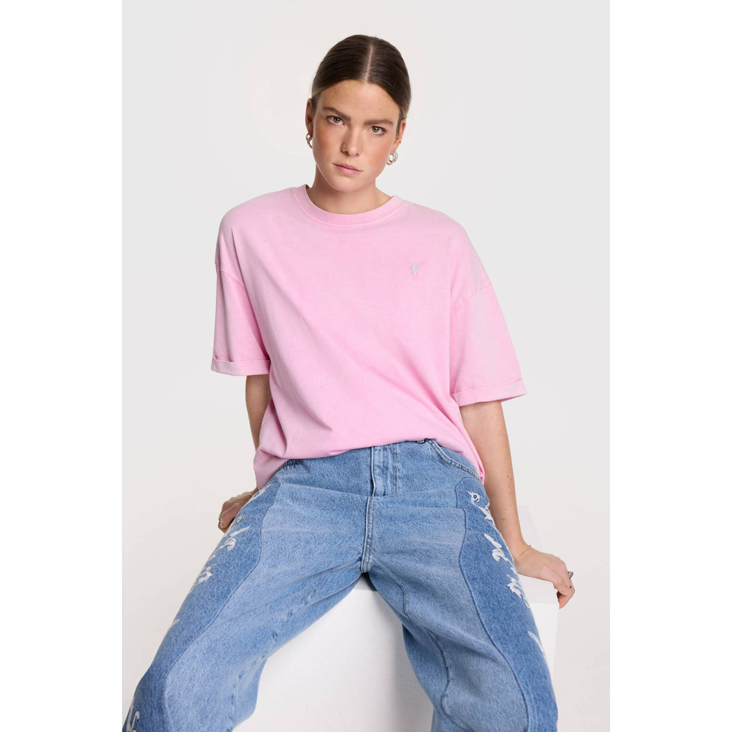 ALIX THE LABEL Dames Tops & T-shirts Ladies Knitted Adventure T-shirt Roze