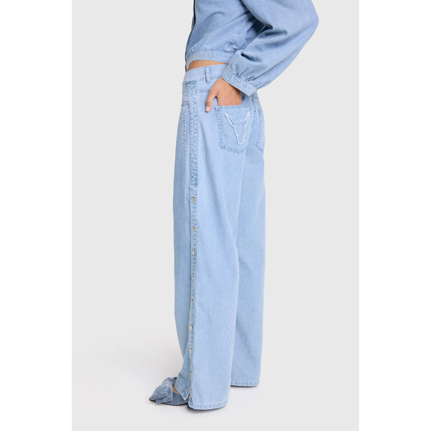 Alix the Label wide leg jeans light blue denim
