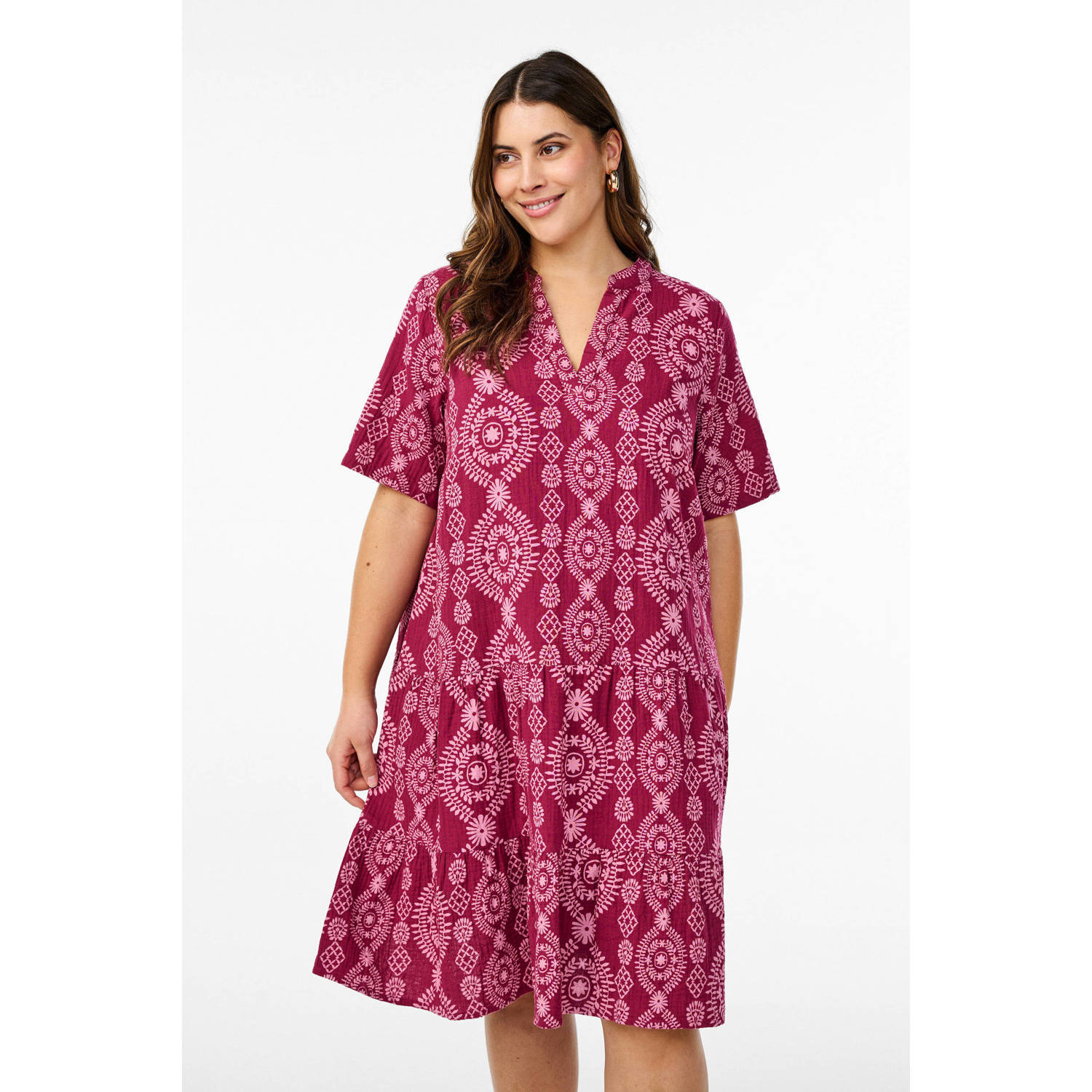 Zizzi zomerjurk fuchsia