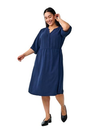 midi jurk donkerblauw