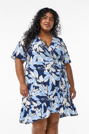 wikkel-/overslagjurk blauw