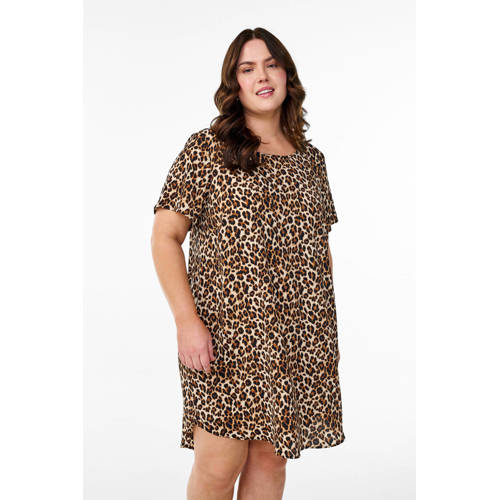 Zizzi t-shirtjurk bruin afbeelding