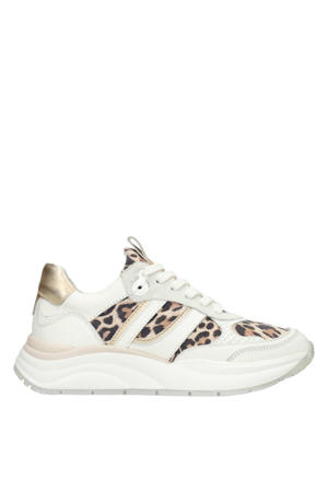 suède sneakers met panterprint wit