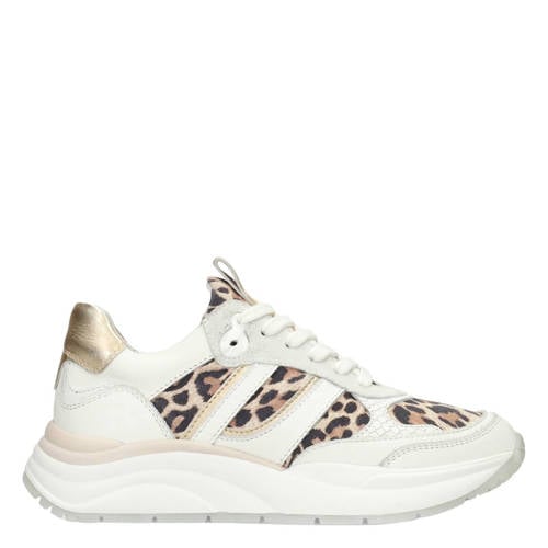 PS Poelman suède sneakers met panterprint wit afbeelding