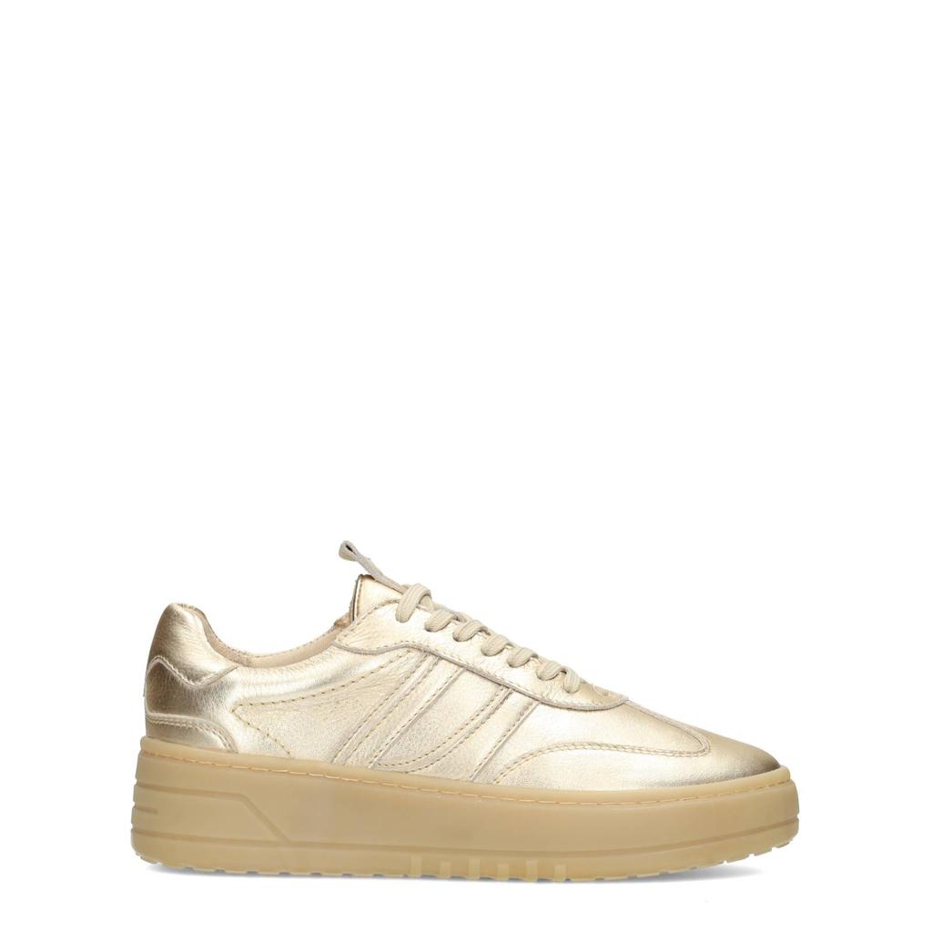 Gouden dames Poelman Anemone leren sneakers met veters