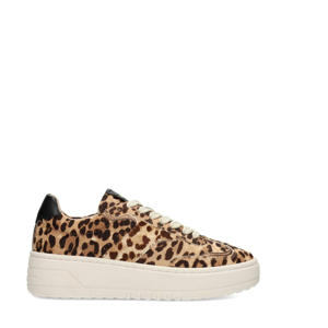   suède sneakers met panterprint bruin