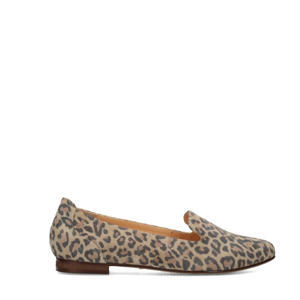 Lies suède loafers met panterprint beige