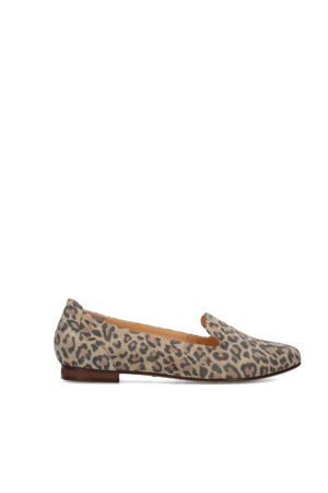 Lies suède loafers met panterprint beige