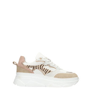 Jana chunky leren sneakers oudroze/wit