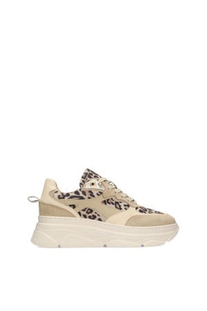 Jana chunky suède sneakers beige/panter