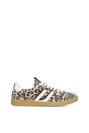 Polaro suède sneakers met panterprint beige
