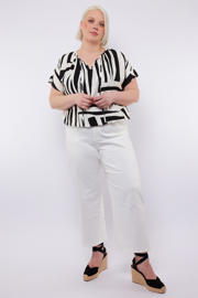 thumbnail: Witte dames Exxcellent high waist straight leg jeans van denim met rits- en knoopsluiting en effen