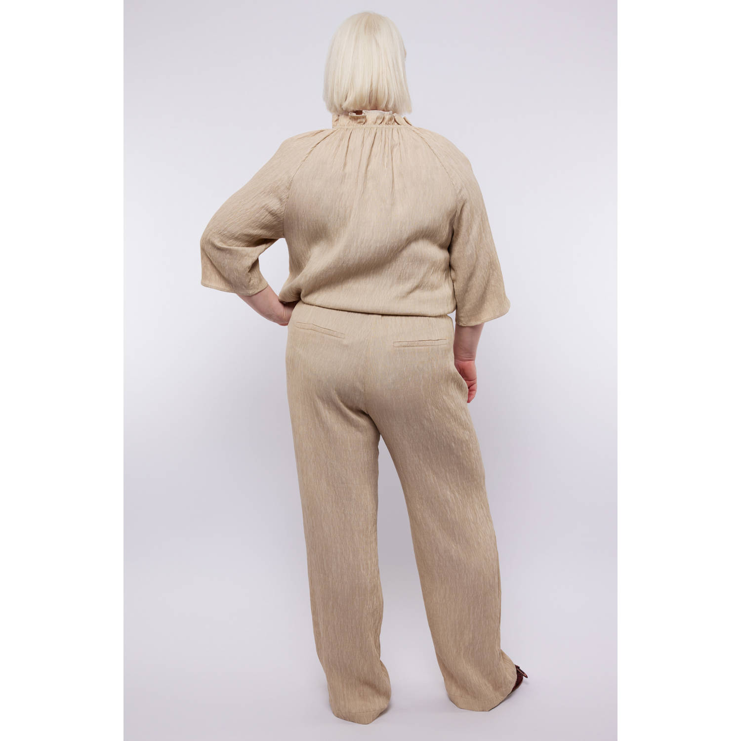 Exxcellent wide leg high waist broek zand