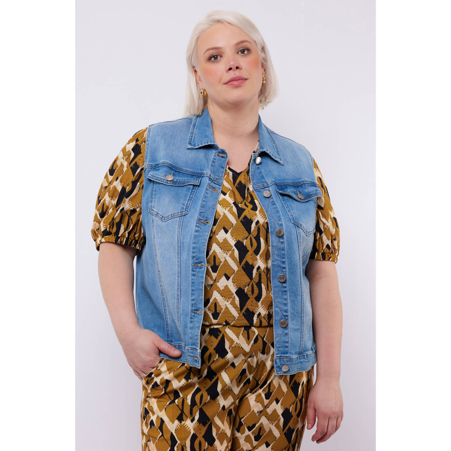 Exxcellent denim gilet light blue denim