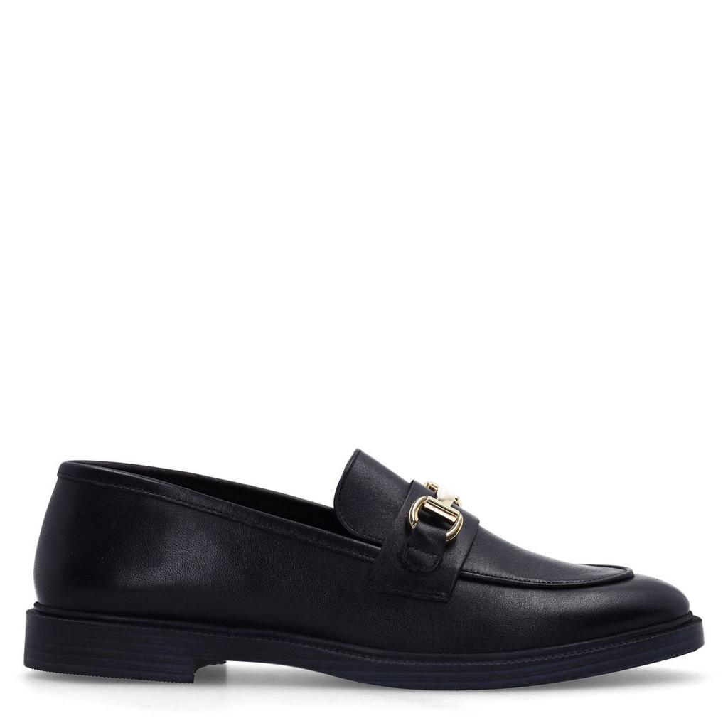 Zwarte dames Manfield leren loafers