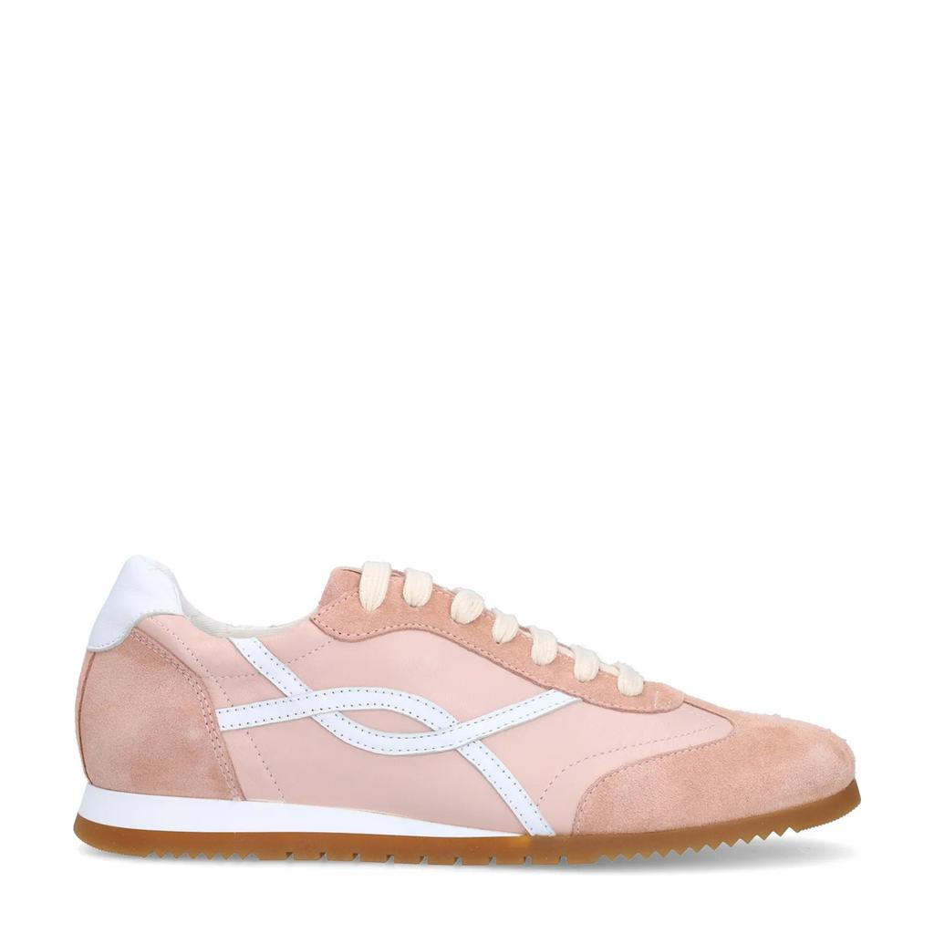 Lichtroze dames Manfield suède sneakers met veters