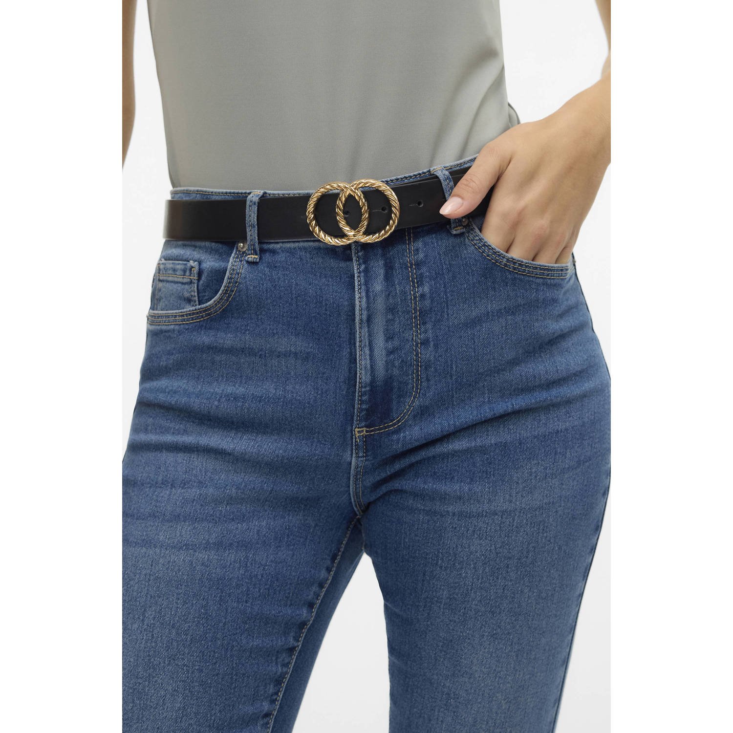 VERO MODA riem VMDITTE zwart goudkleurig