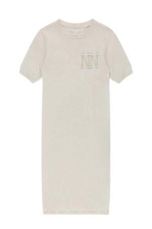 korte jurk fijn gebreid beige