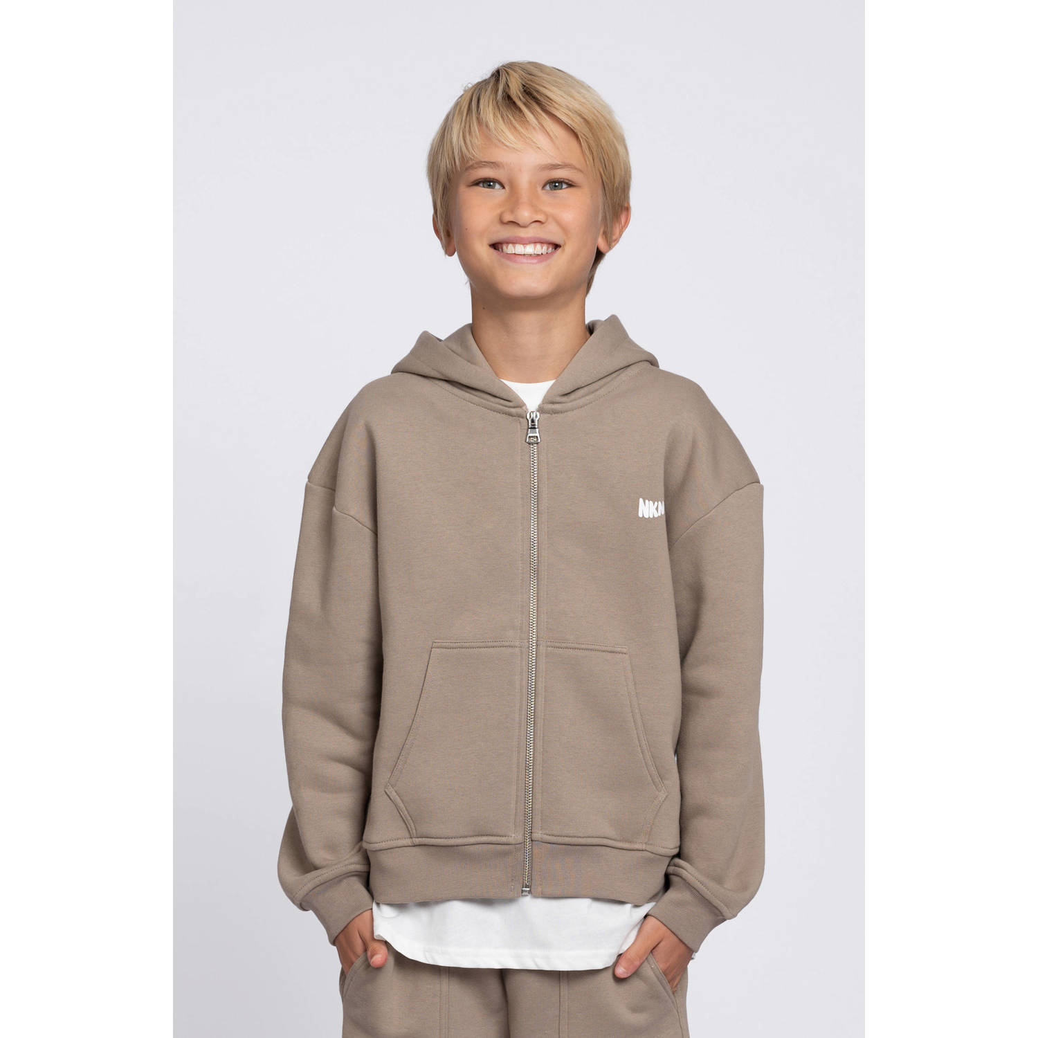 NIK&NIK sweatvest lichtbruin