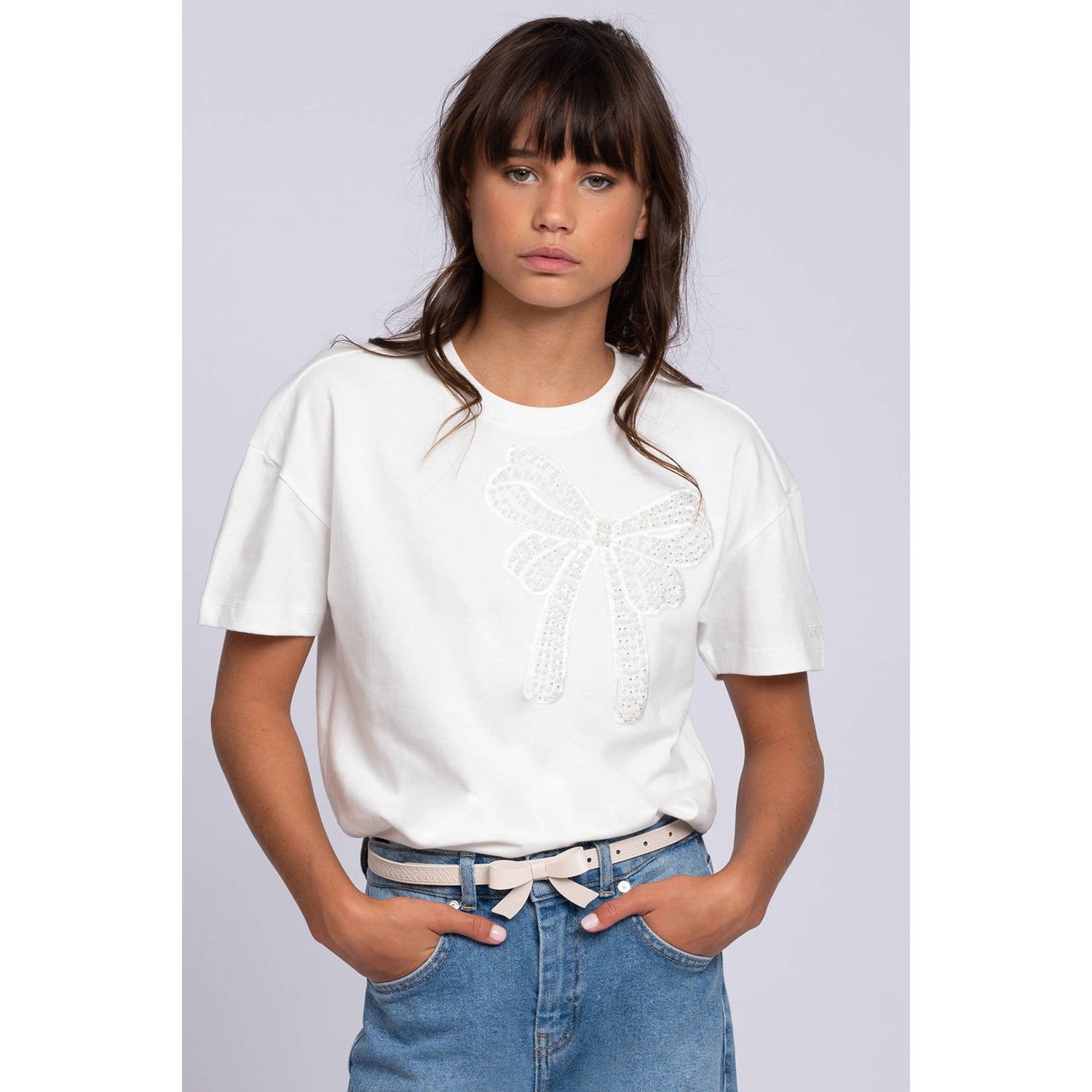 NIK & NIK Meisjes Tops & T-shirts Bow T-shirt Wit