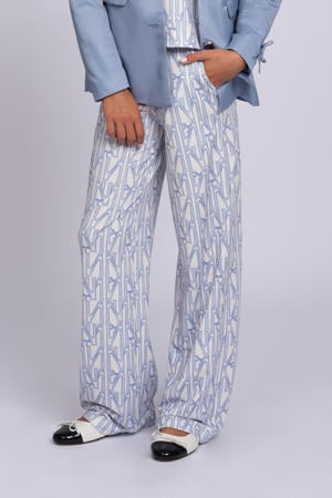 wide leg casual broek lichtblauw