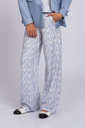 wide leg casual broek lichtblauw