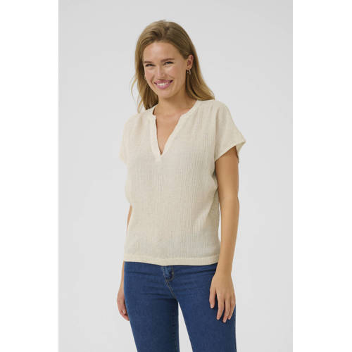 Kaffe blousetop ecru afbeelding