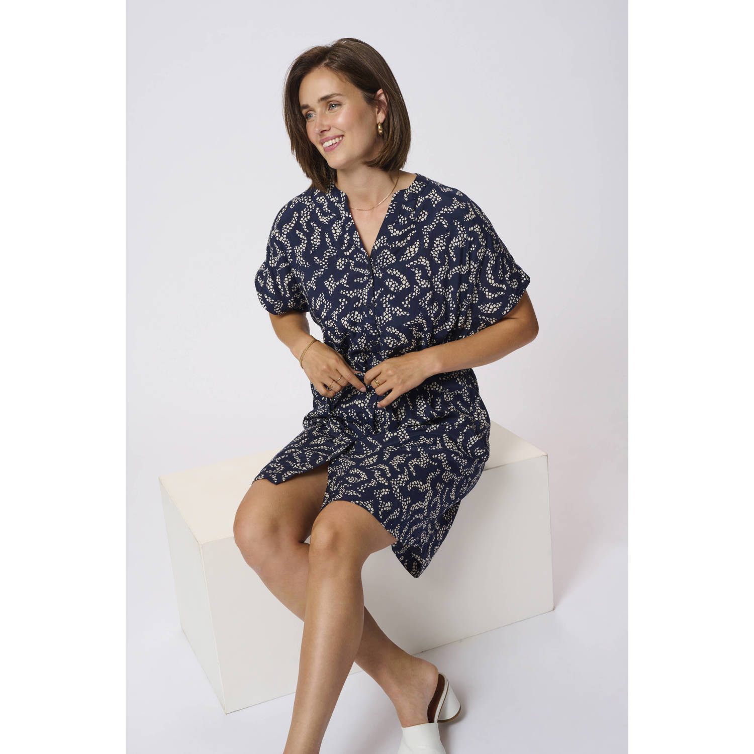 Kaffe zomerjurk donkerblauw