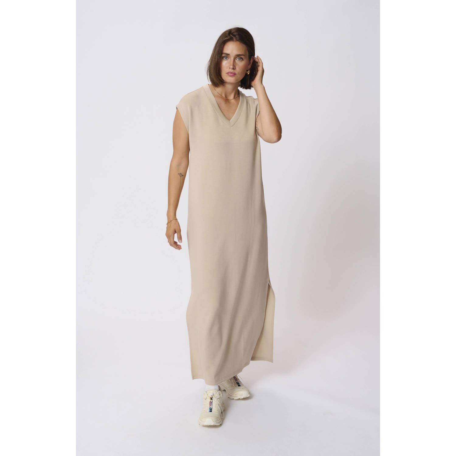 Kaffe maxi jurk beige