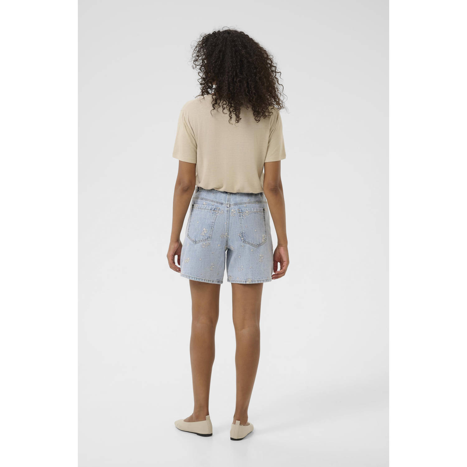Kaffe X Ellen Hoog denim high waist denim short light blue denim