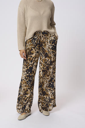 wide leg high waist broek bruin