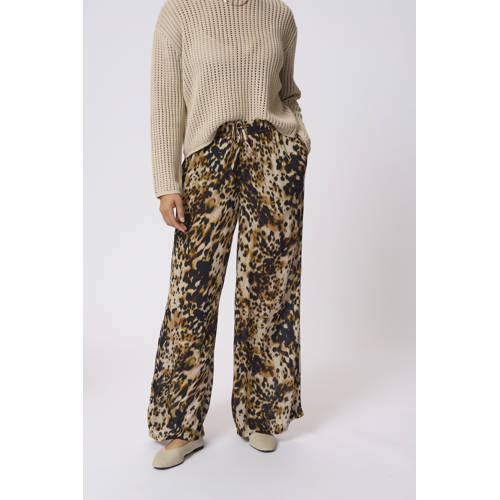 Kaffe wide leg high waist broek bruin afbeelding