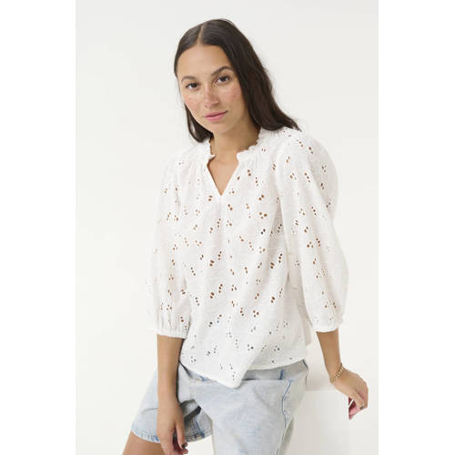 Kaffe blousetop ecru broderie afbeelding