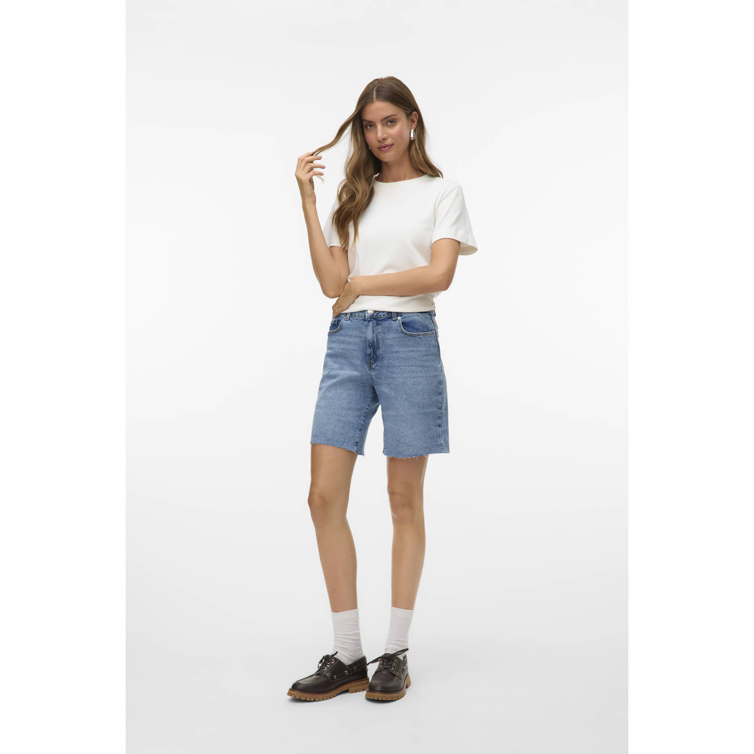 VERO MODA regular high waist denim short medium blue denim