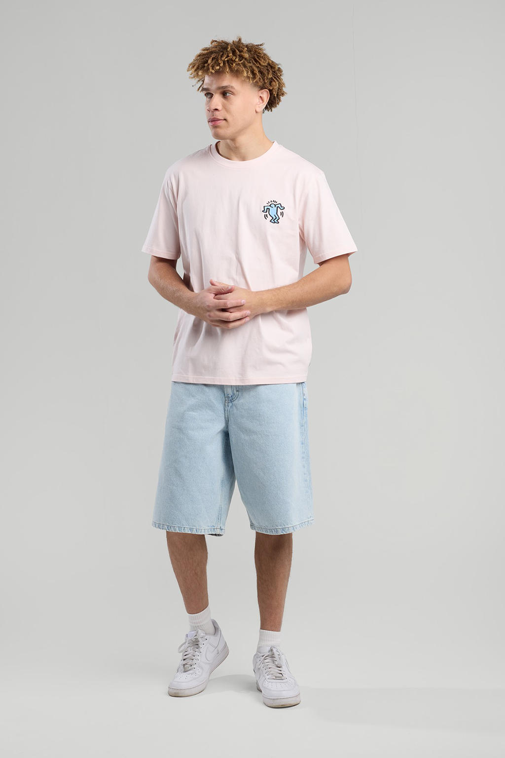 Roze heren America Today T-shirt van katoen met backprint, korte mouwen en ronde hals