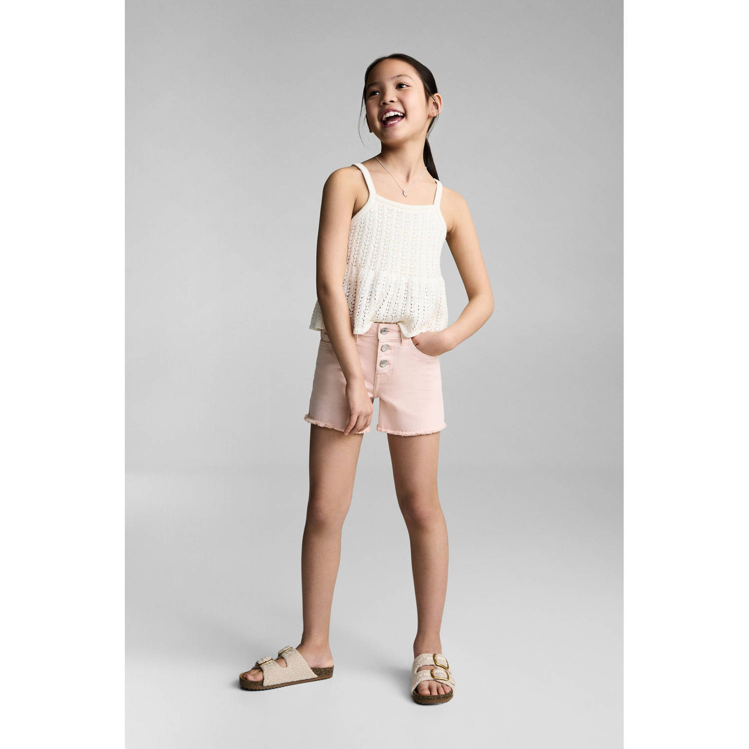 Mango Kids denim short lichtroze