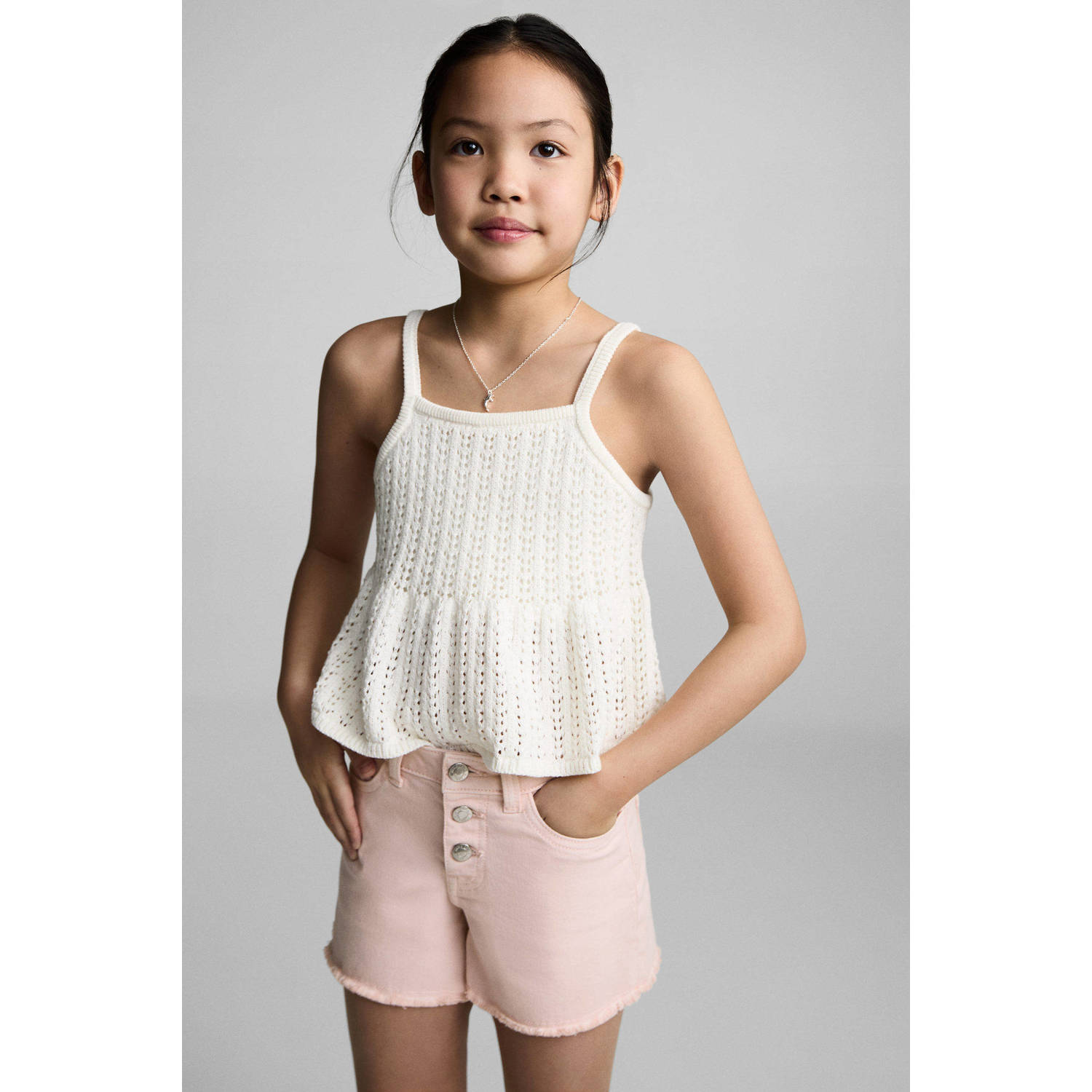 Mango Kids denim short lichtroze