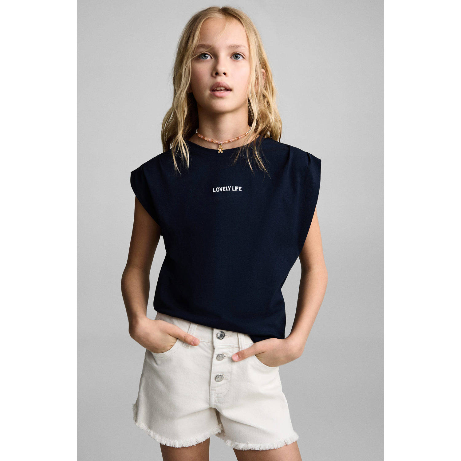 Mango Kids denim short ecru