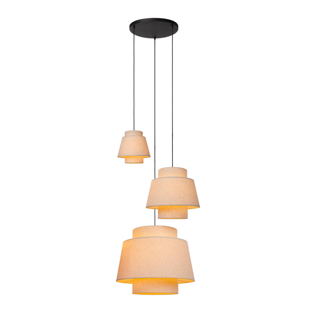 Lucide TRIBUTE - Hanglamp - Ø 76 cm - 3xE27 - Beige