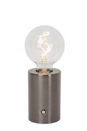 VIVO - Oplaadbare Tafellamp - Accu/Batterij - Ø 8 cm - LED Dimb. - E27 - 1x1W 2700K - Mat zwart chroom