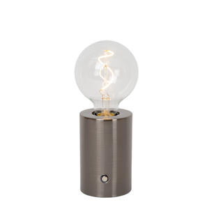 VIVO - Oplaadbare Tafellamp - Accu/Batterij - Ø 8 cm - LED Dimb. - E27 - 1x1W 2700K - Mat zwart chroom