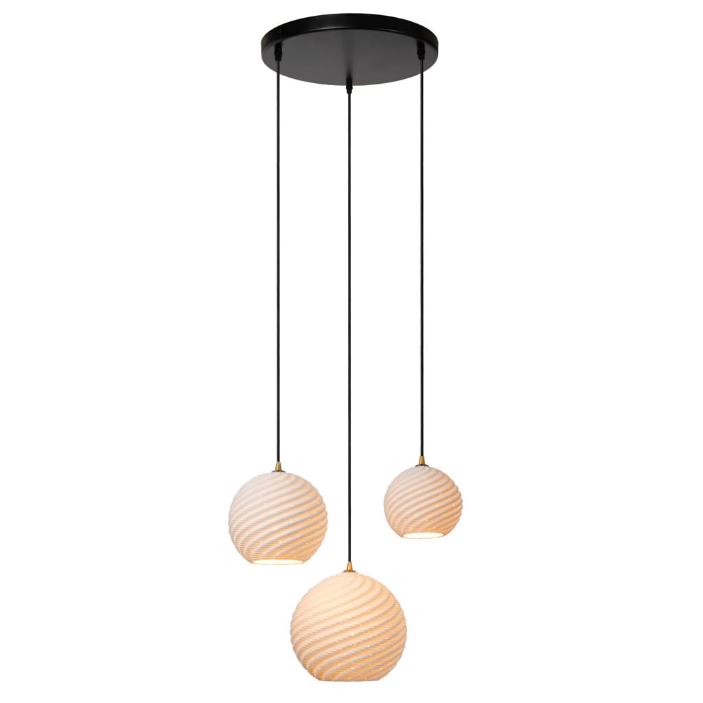 Lucide BINA - Hanglamp - Ø 40 cm - 3xE27 - Wit