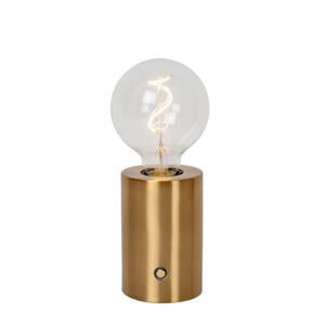 VIVO - Oplaadbare Tafellamp - Accu/Batterij - Ø 8 cm - LED Dimb. - E27 - 1x1W 2700K - Mat Goud / Messing