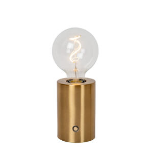 VIVO - Oplaadbare Tafellamp - Accu/Batterij - Ø 8 cm - LED Dimb. - E27 - 1x1W 2700K - Mat Goud / Messing