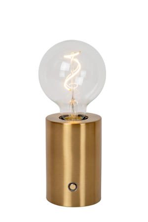 VIVO - Oplaadbare Tafellamp - Accu/Batterij - Ø 8 cm - LED Dimb. - E27 - 1x1W 2700K - Mat Goud / Messing