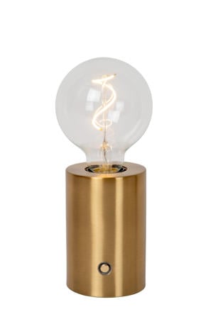 VIVO - Oplaadbare Tafellamp - Accu/Batterij - Ø 8 cm - LED Dimb. - E27 - 1x1W 2700K - Mat Goud / Messing