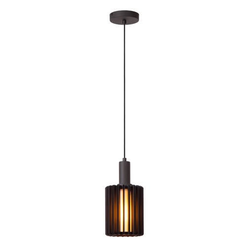 Lucide LAMBRES - Hanglamp - Ø 15 cm - 1xE27 - Zwart afbeelding