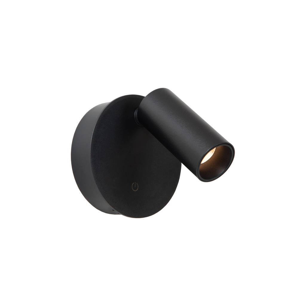 Lucide TONI - Oplaadbare Wandspot / Wandlamp - Accu/Batterij - Ø 8,1 cm - LED Dimb. - CCT - 1x2W 2700K/4000K - Magnetisch - Zwart