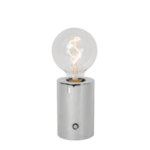 VIVO - Oplaadbare Tafellamp - Accu/Batterij - Ø 8 cm - LED Dimb. - E27 - 1x1W 2700K - Chroom