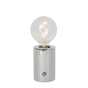 VIVO - Oplaadbare Tafellamp - Accu/Batterij - Ø 8 cm - LED Dimb. - E27 - 1x1W 2700K - Chroom